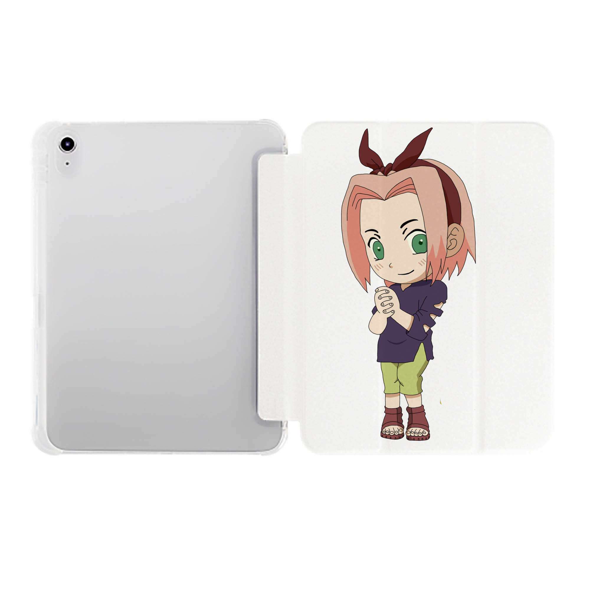 （画像用） NARUTO -ナルト- 春野サクラ Haruno Sakura IPad ケース ペン収納付き 三つ折りスタンド PUレザー×シリコン 対応機種9.5/10.5/10.9インチ